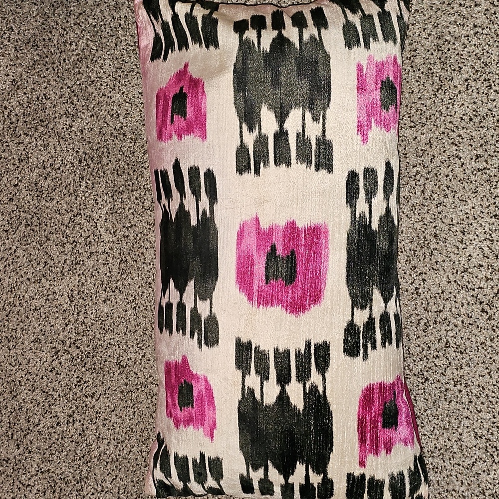 Cost Plus World Market Black and Pink Ikat Pillow
